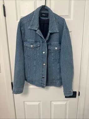 Fashion Nova Light Blue Textured Denim Jacket